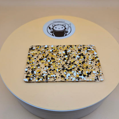 UV Reactive Glitter Gold, Black and White Acrylic Sheet