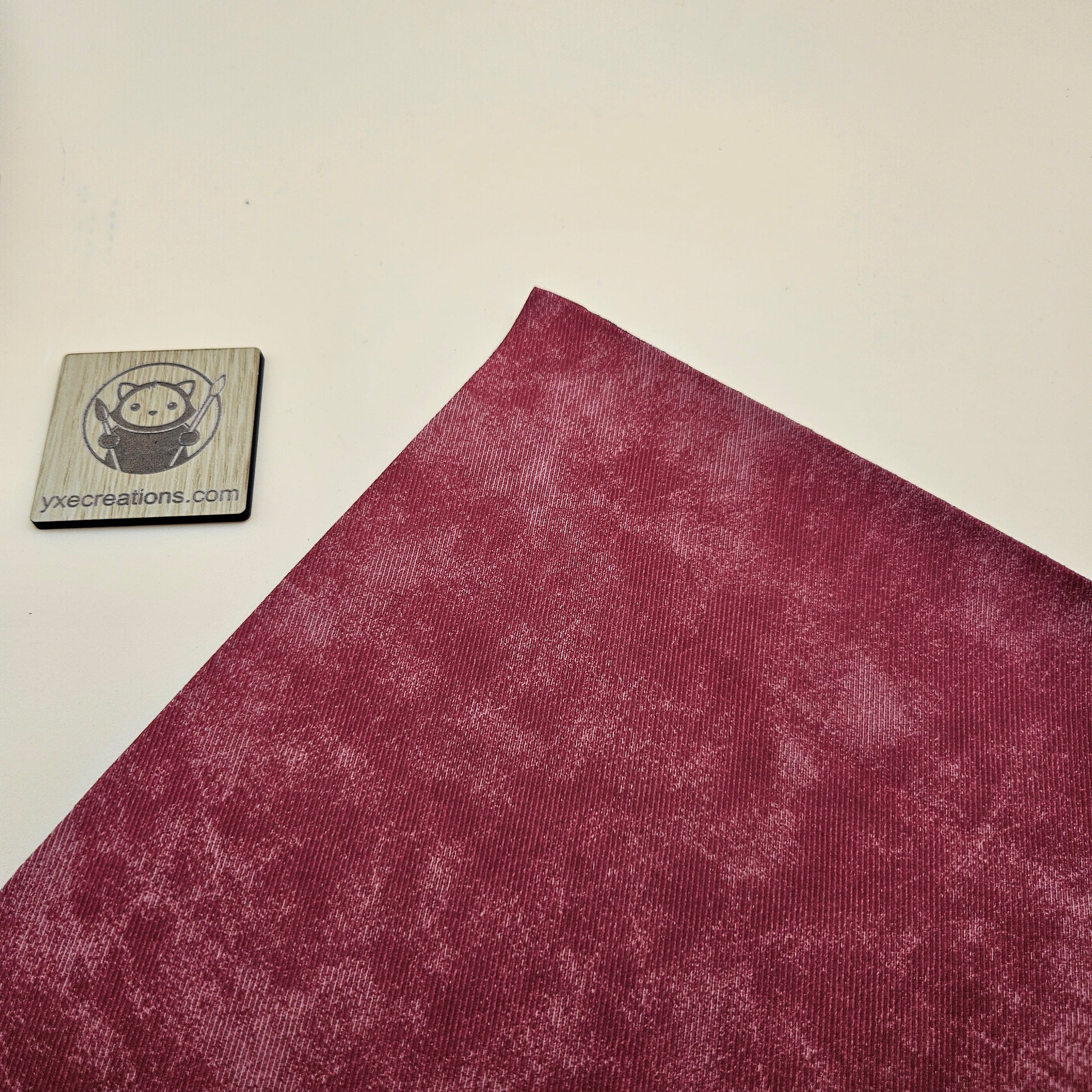 Red / Engraves Black - Denim Texture - Leatherette Sheet - PU Material (view 2)