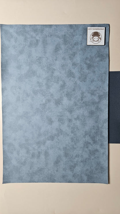 Aqua Blue / Engraves Black - Matte Vintage - Leatherette Sheet - PU Material
