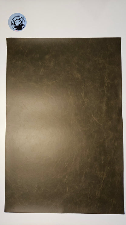 Khaki Green - Engraves Black - Glossy Leatherette Sheet – PU Material