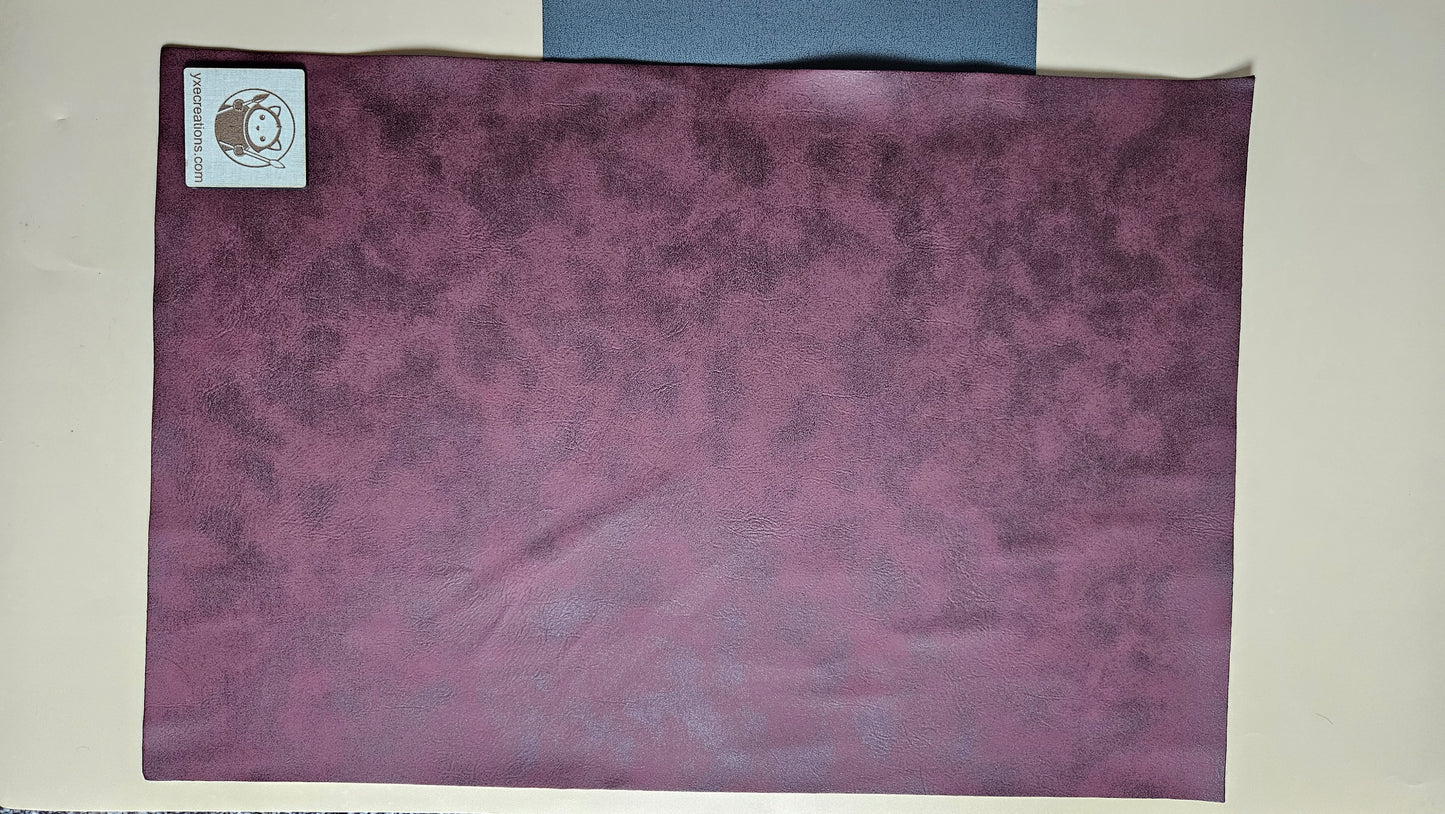 Rose Red / Engraves Black - Matte Vintage - Leatherette Sheet - PU Material