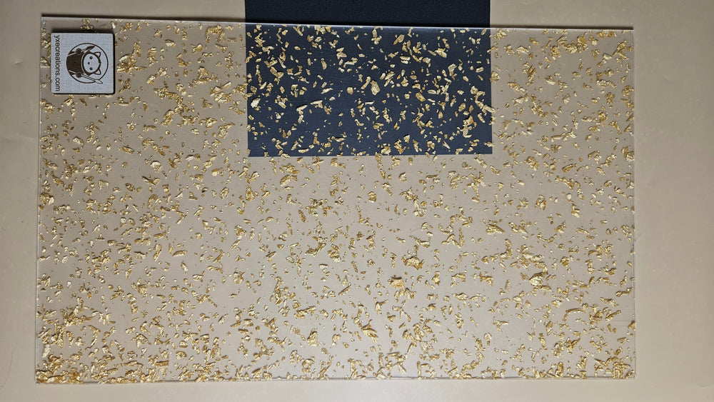 Clear Acrylic Sheet - Gold Foil Flakes
